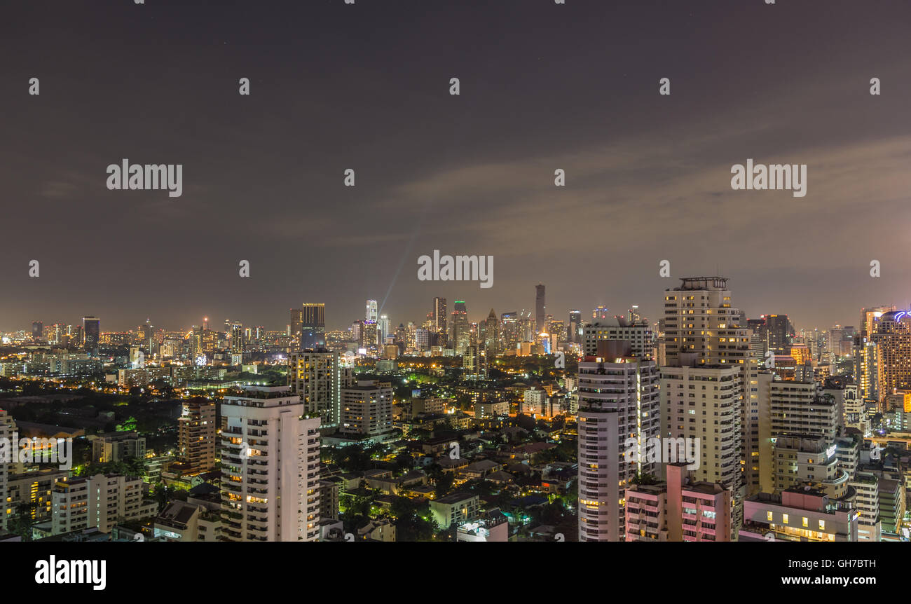 Bangkok skyline at night panorama Stock Photo - Alamy