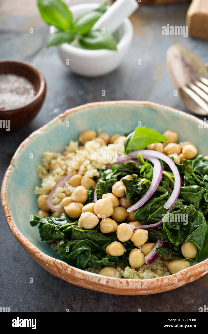 Warm salad with kale, chickpeas and quinoa Stock Photo Alamy