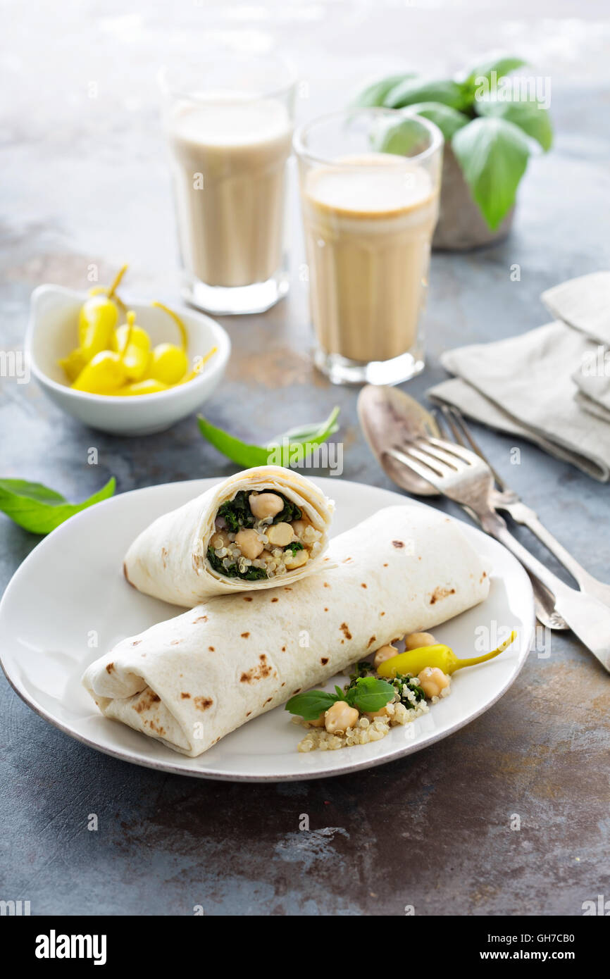 Vegan breakfast burritos with kale and chickpeas Stock Photo Alamy