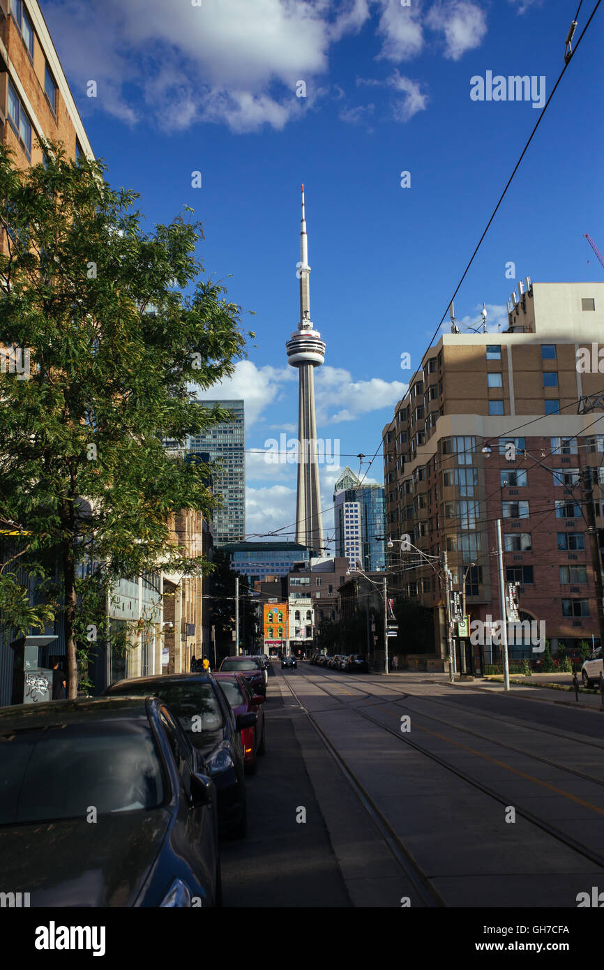 Toronto downtown street CN Tower Stock Photo - Alamy