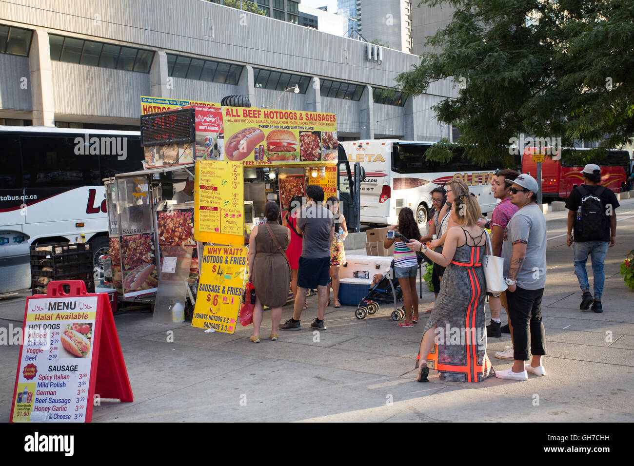 Toronto outdoor hot dog vendor Stock Photo