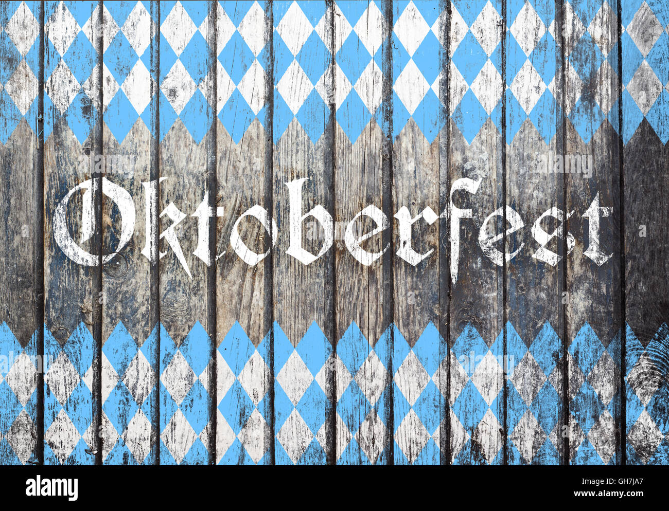 Oktoberfest background with blue and white rhombus pattern Stock Photo