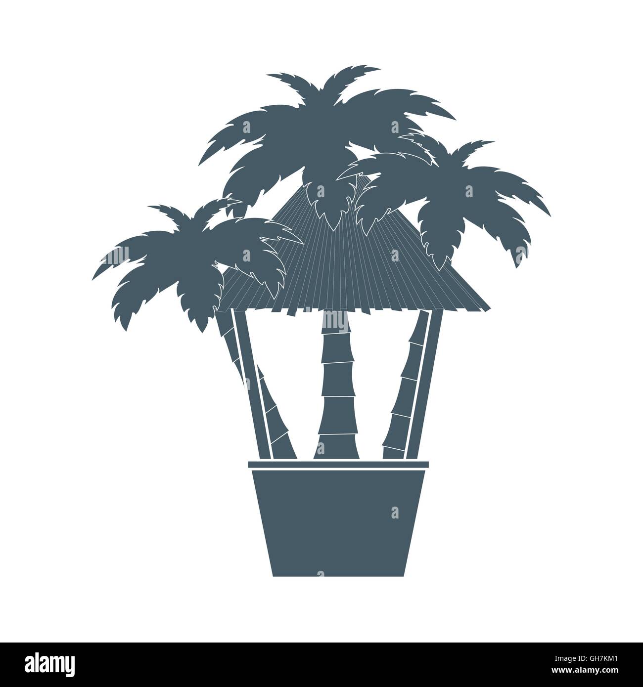 Stylized icon of the bar on the beach with palm trees Stock Vector