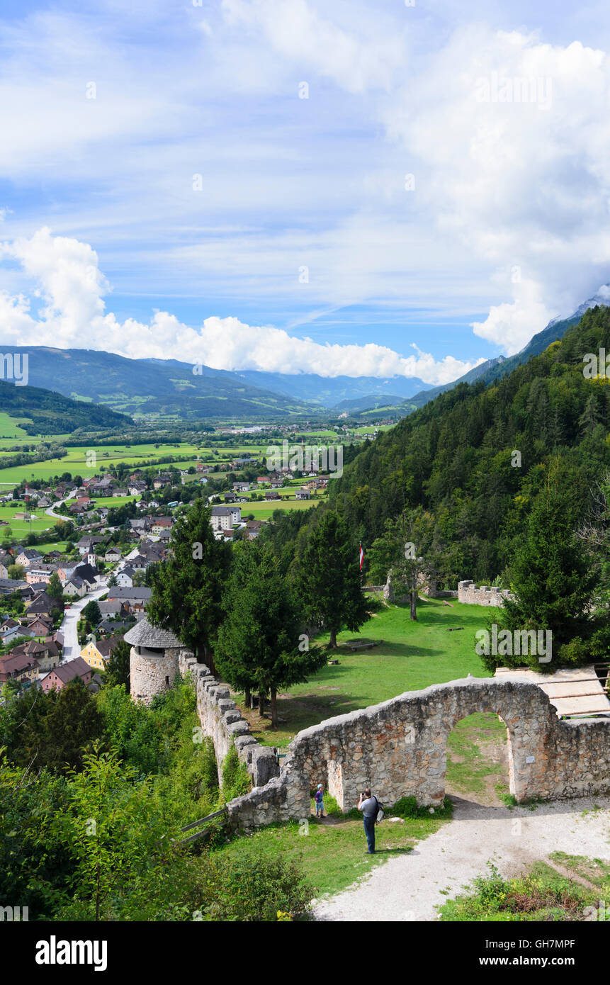 Wörschach: Wolkenstein Castle , overlooking Wörschach and the Ennstal, Austria, Steiermark, Styria, Dachstein-Tauern-Region Stock Photo