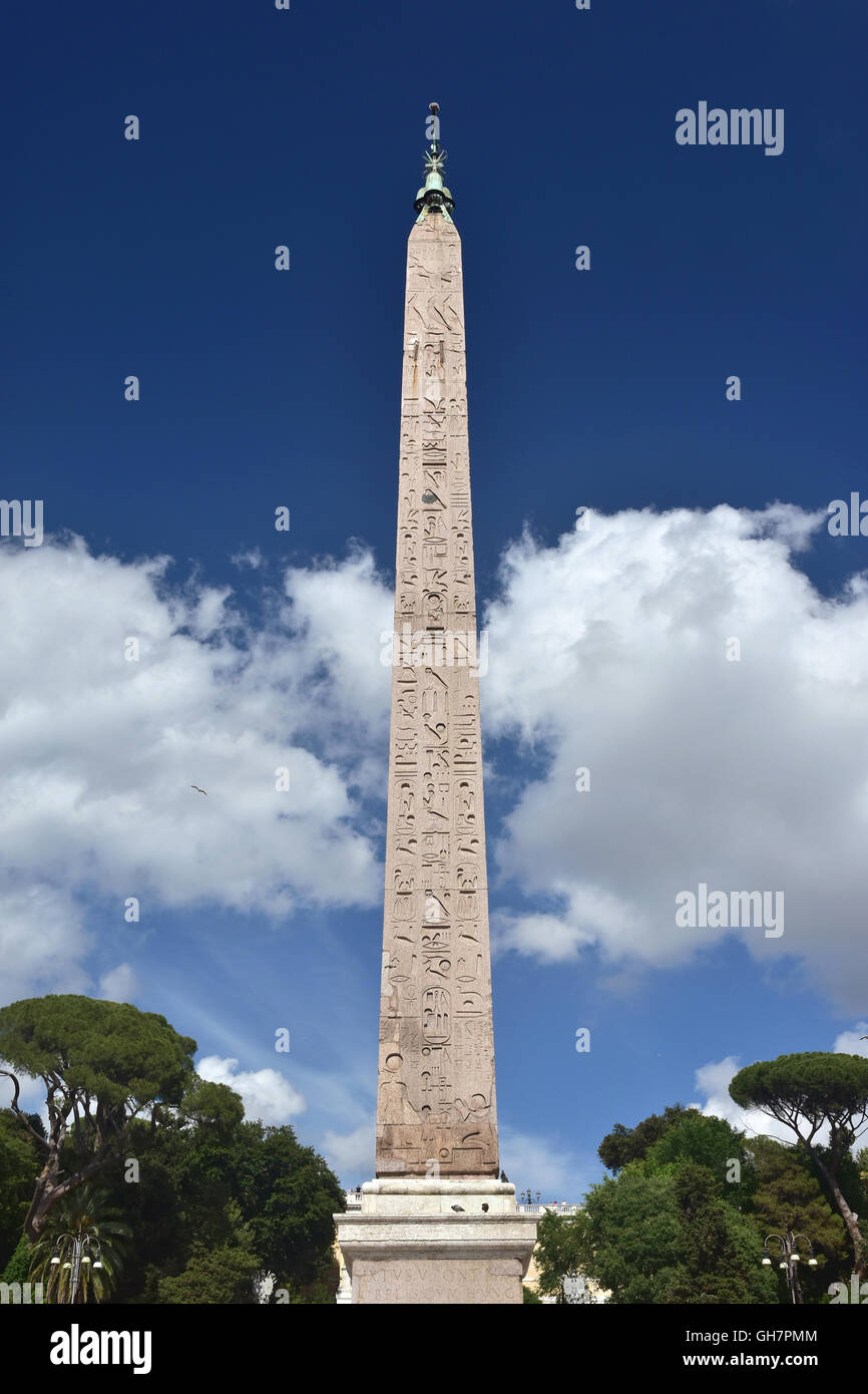 Ancient Egyptian obelisk built during pharaoh Ramesses II reign and brought to Rome by emperor
