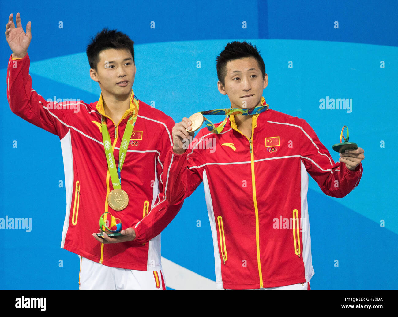 Rio De Janeiro, Brazil. 8th August, 2016. OLYMPICS 2016 DIVING - Chinese CHEN Aisen and LIN Yue win gold in the Olympics Diving 2016 held in the Maria Lenk Aquatic Center. NOT AVAILABLE FOR LICENSING IN CHINA Photo: Marcelo Machado de Melo/Fotoarena/Alamy Live News Stock Photo
