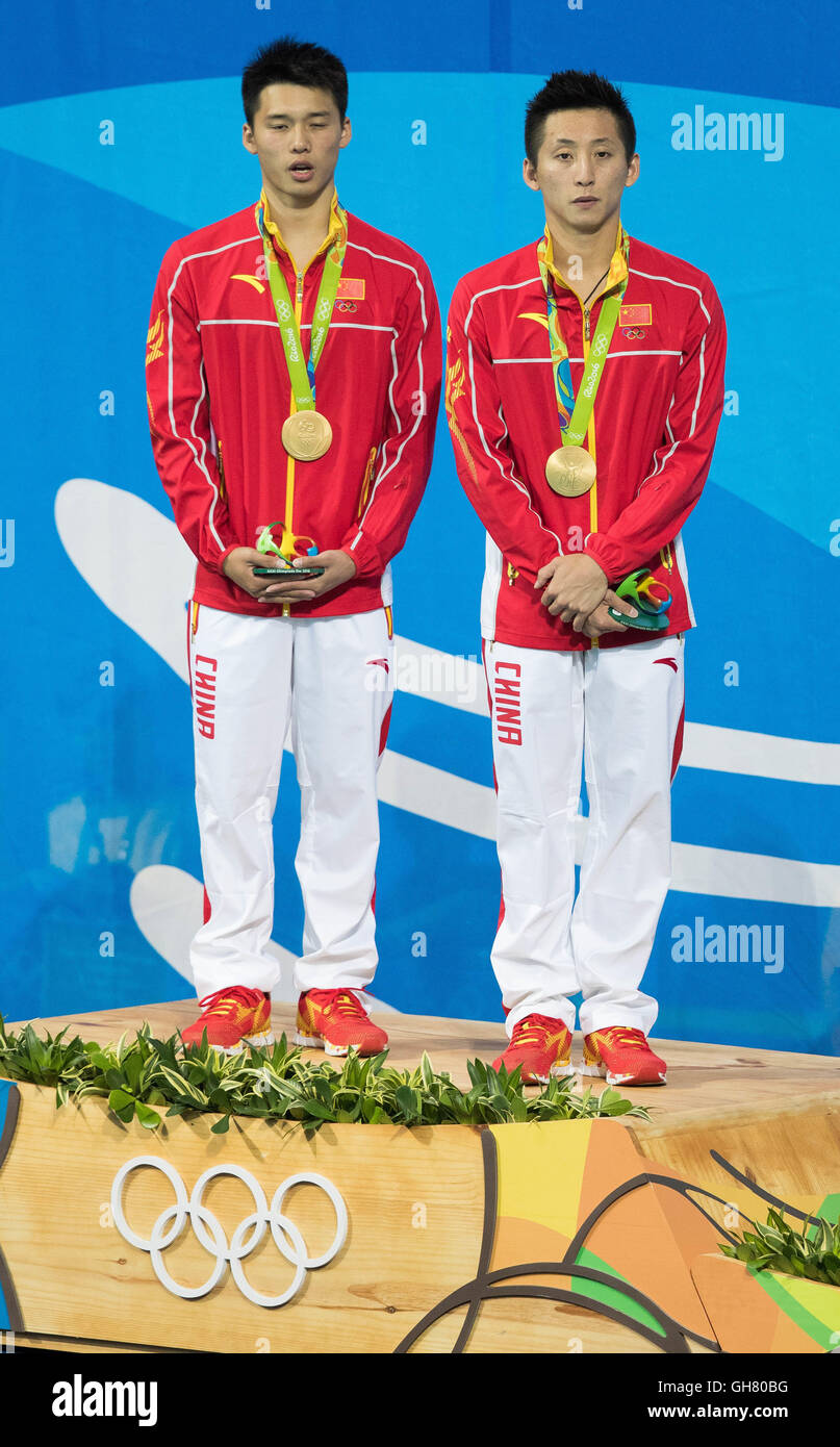 Rio De Janeiro, Brazil. 8th August, 2016. OLYMPICS 2016 DIVING - Chinese CHEN Aisen and LIN Yue win gold in the Olympics Diving 2016 held in the Maria Lenk Aquatic Center. NOT AVAILABLE FOR LICENSING IN CHINA Photo: Marcelo Machado de Melo/Fotoarena/Alamy Live News Stock Photo