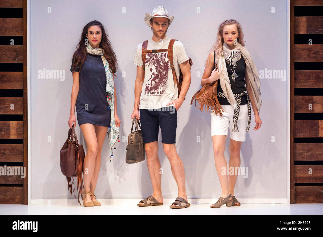 Fashion models on the accessories and footwear catwalk at Moda Spring ...