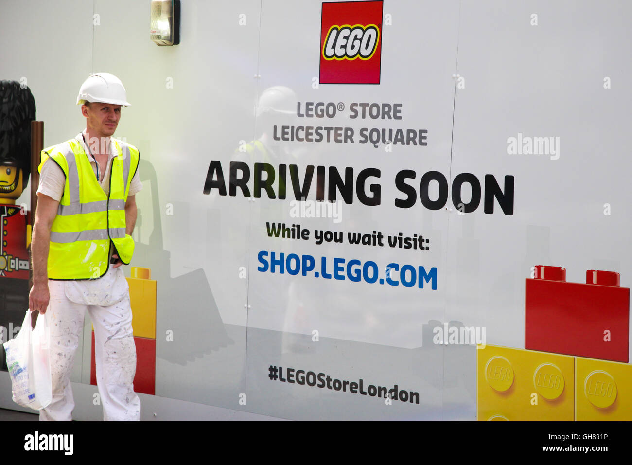 Leicester Square, London, UK. 9th Aug, 2016. New LEGO store under construction and due to open soon in Leicester Square, London. Credit:  Dinendra Haria/Alamy Live News Stock Photo