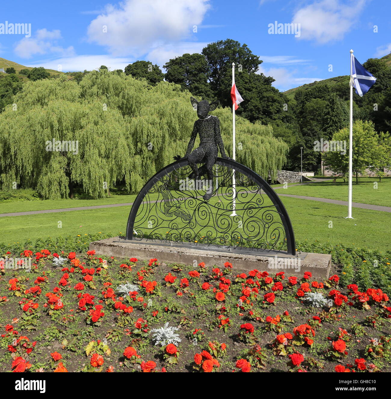 Fox Boy by Andy Scott in Nova Scotia Gardens Menstrie Clackmannanshire