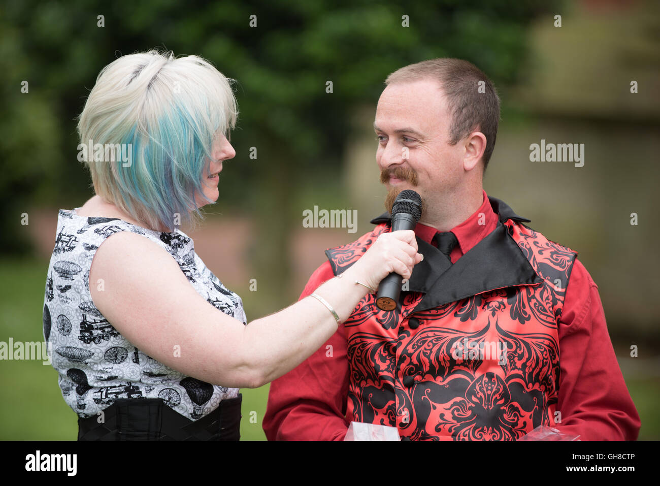 entrant of facial hair competition at Papplewicks pumping stations steam punk event Stock Photo