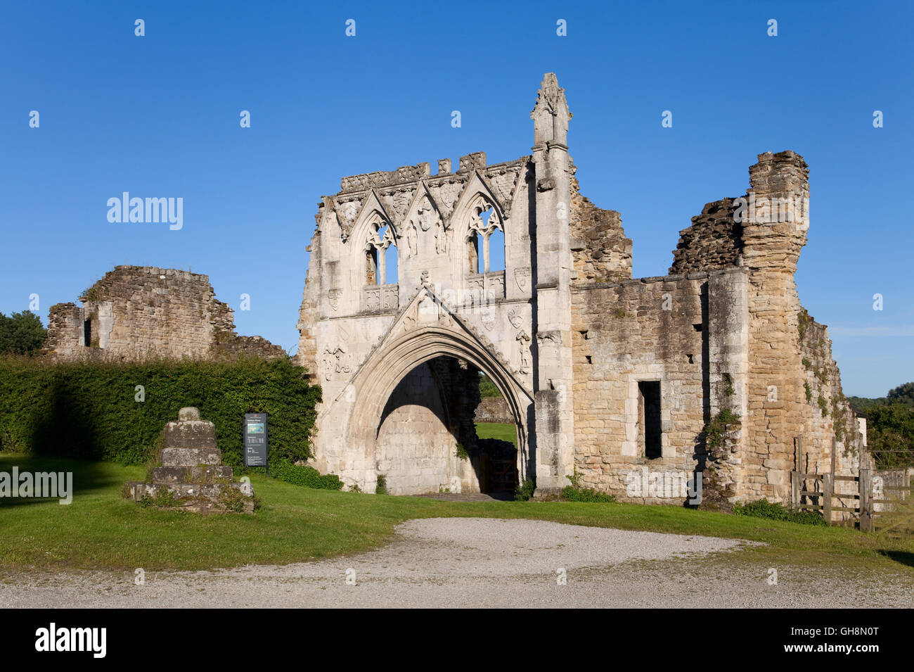 The gateway to Kirkham Priory in the Howardian Hills Stock Photo Alamy