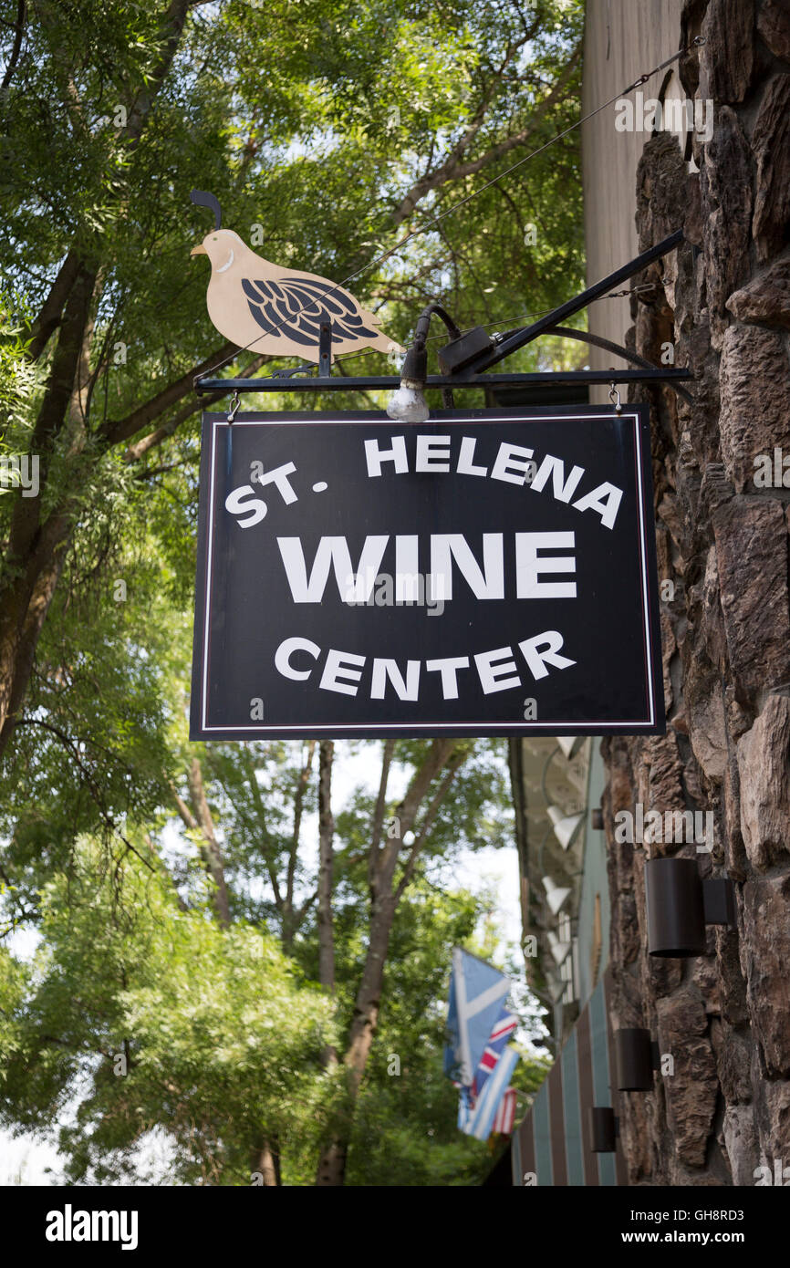 St. Helena wine center sign in Napa Valley California Stock Photo Alamy