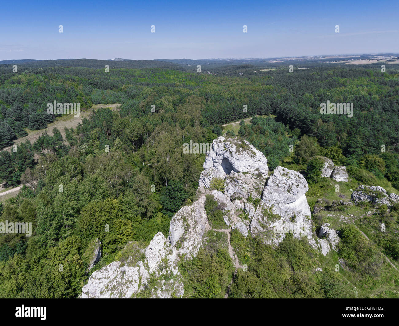 Limestone rock in Jura Krakowsko-Czestochowska. Poland. View from above. Stock Photo