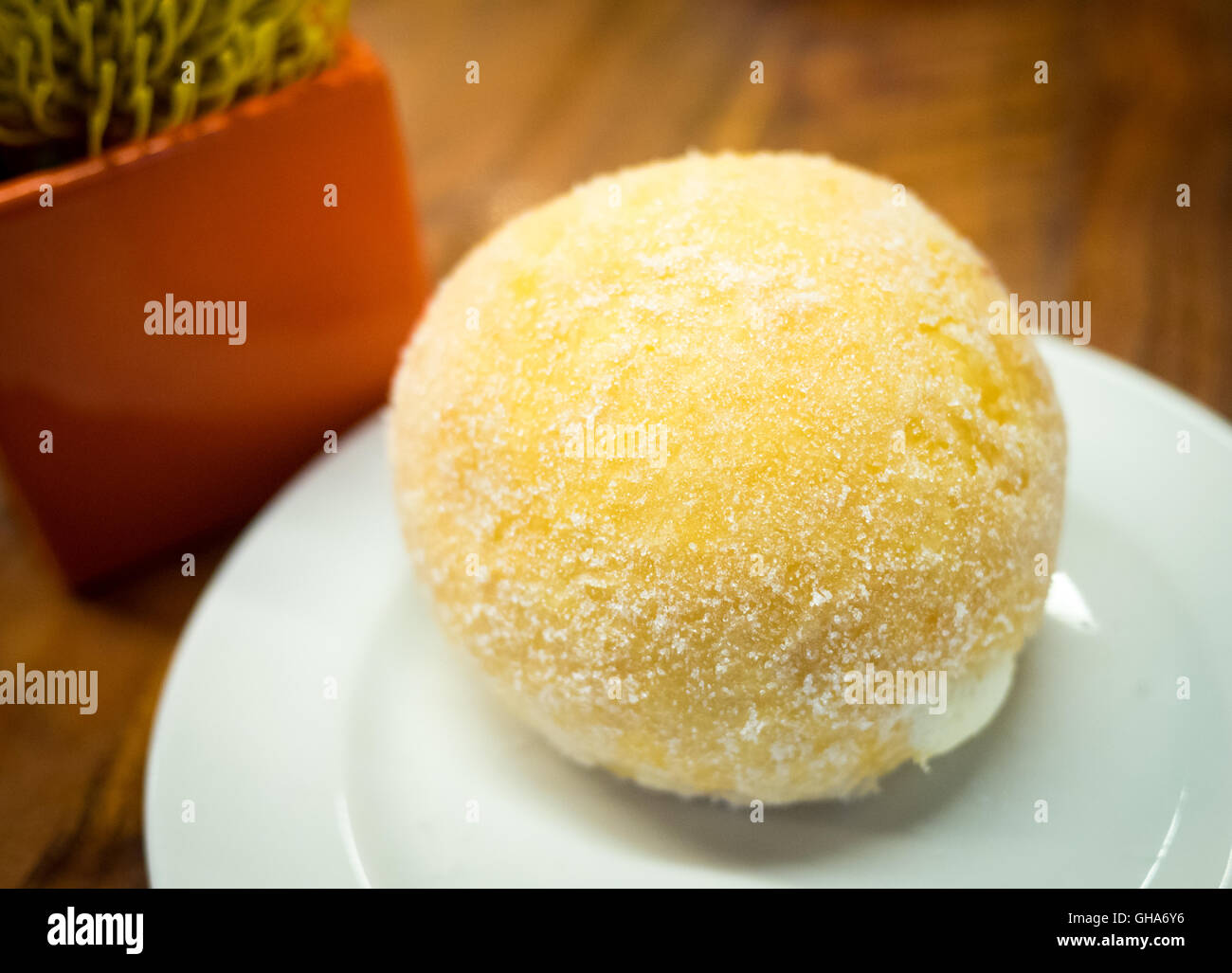 The signature sugar bun from giovane cafe + eatery + market in Vancouver, British Columbia, Canada. Stock Photo