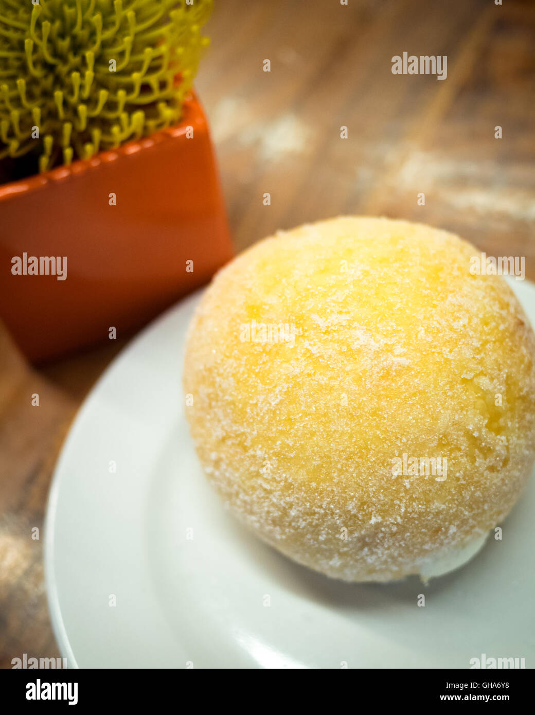 The signature sugar bun from giovane cafe + eatery + market in Vancouver, British Columbia, Canada. Stock Photo