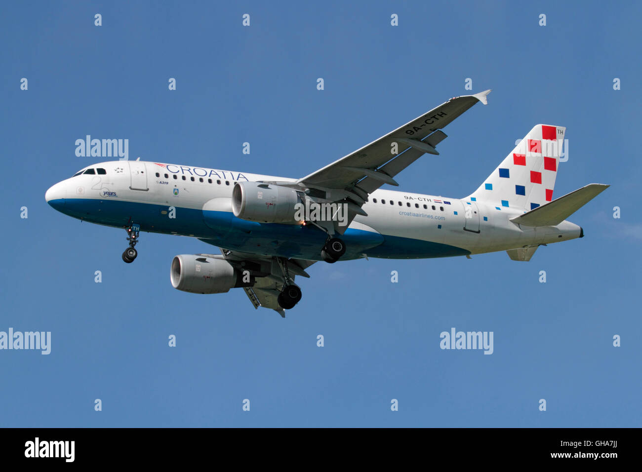 Croatia Airlines Airbus A319 jet airliner on approach Stock Photo