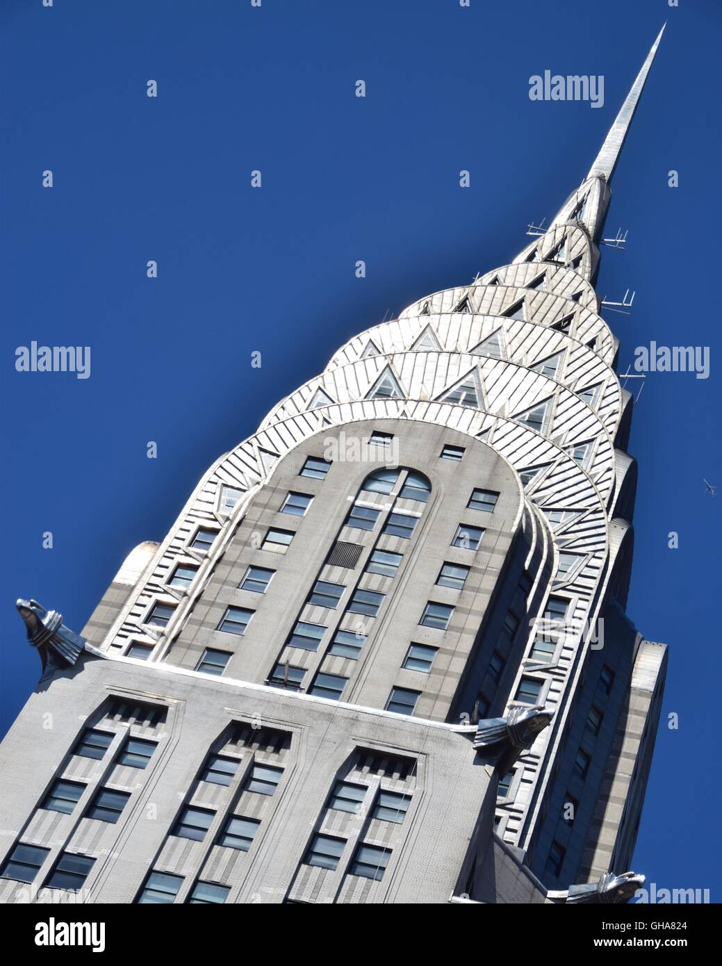 Chrysler Building stainless steel crown and spire, New York City, USA Stock Photo