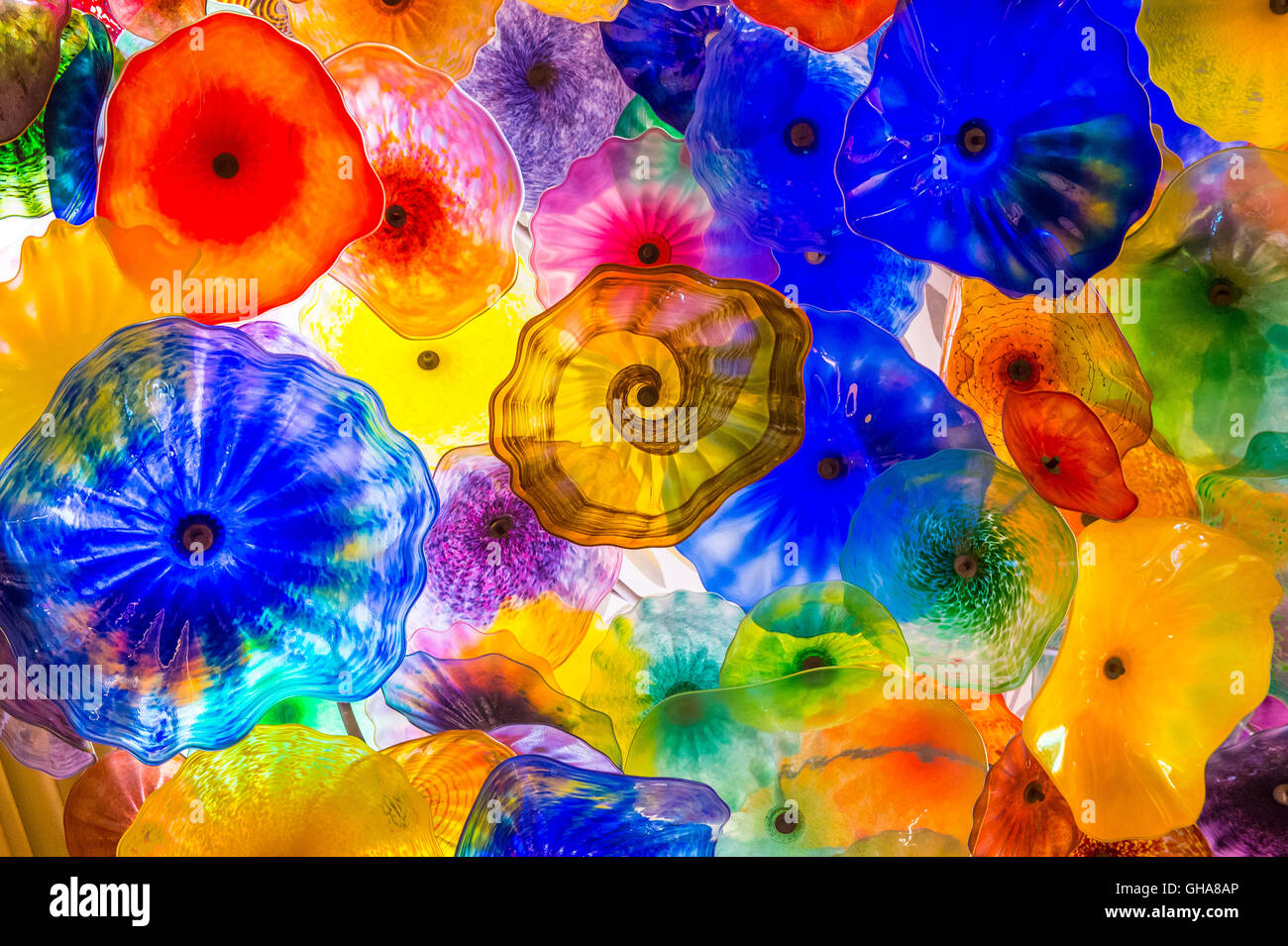 The Hand Blown Glass Flower Ceiling at the Bellagio Hotel in Las Vegas