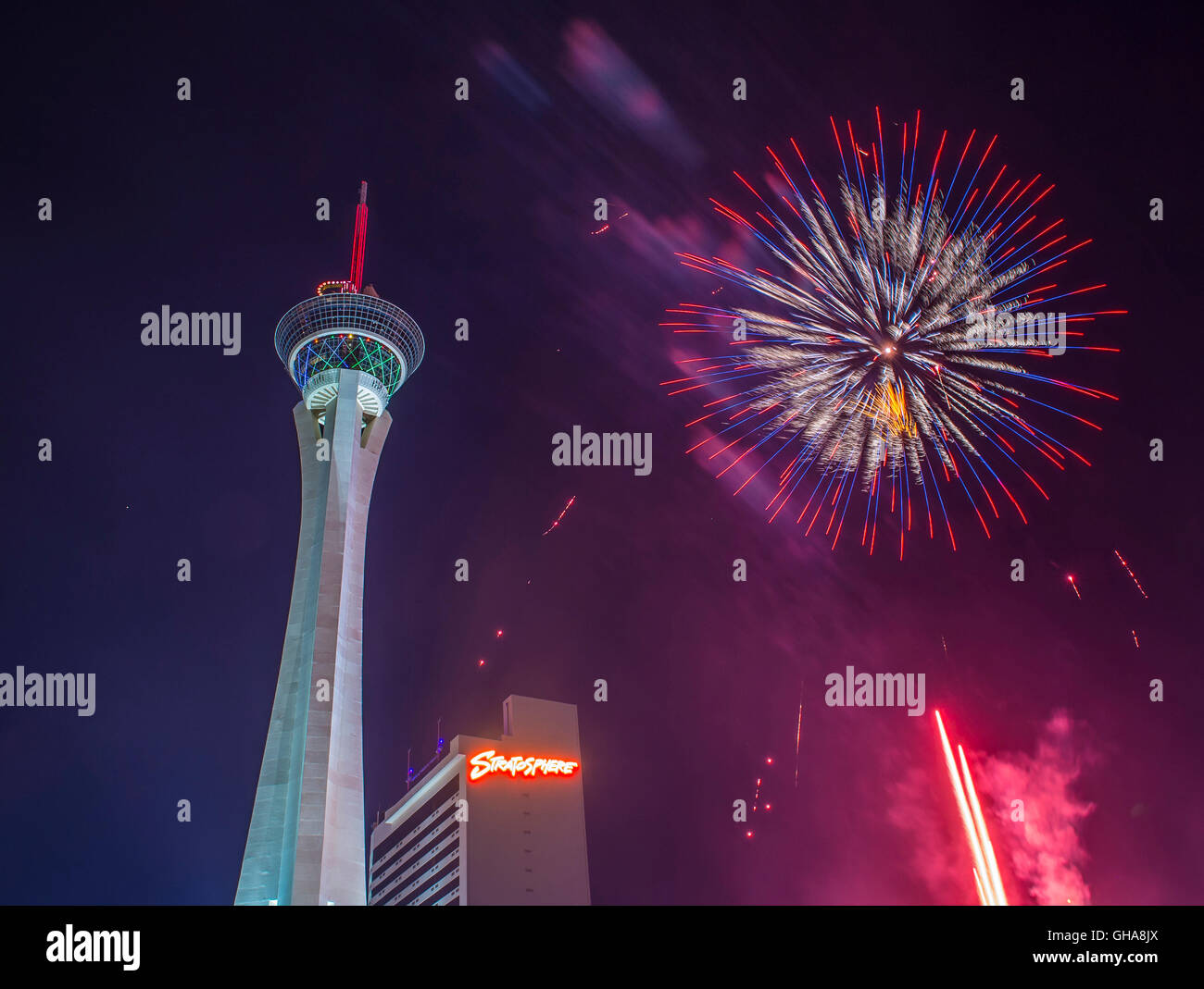 The Stratosphere tower fireworks show as part of the 4th of July