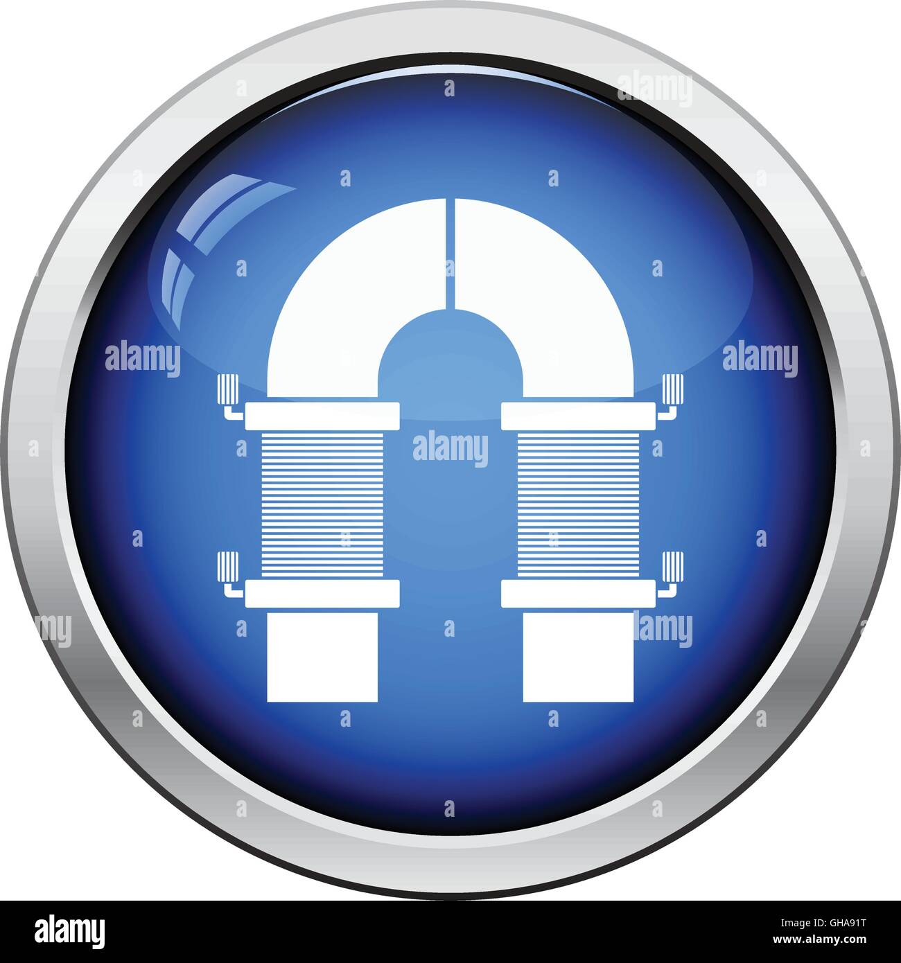 Electric magnet icon. Glossy button design. Vector illustration Stock ...
