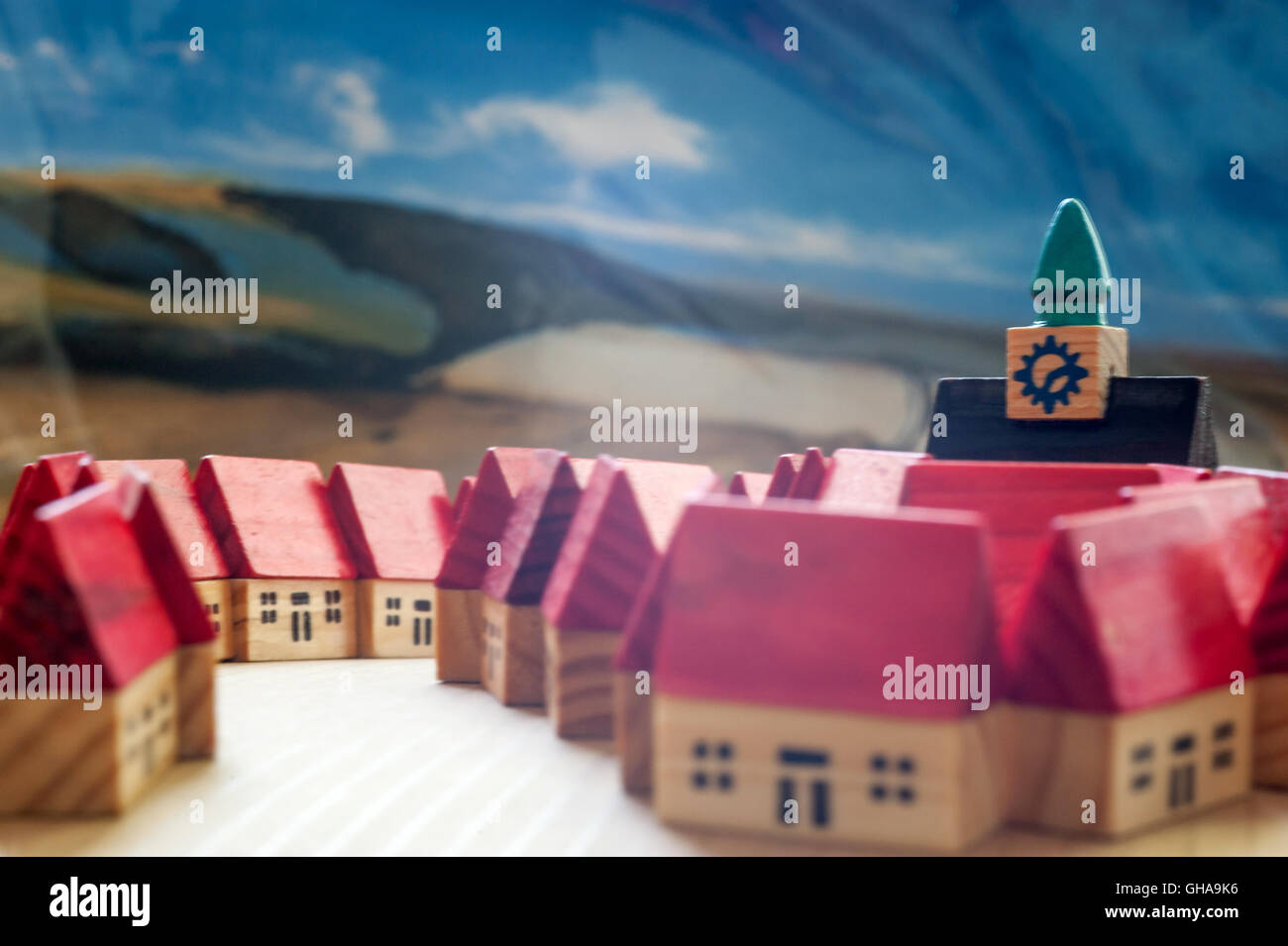 wooden toy buildings