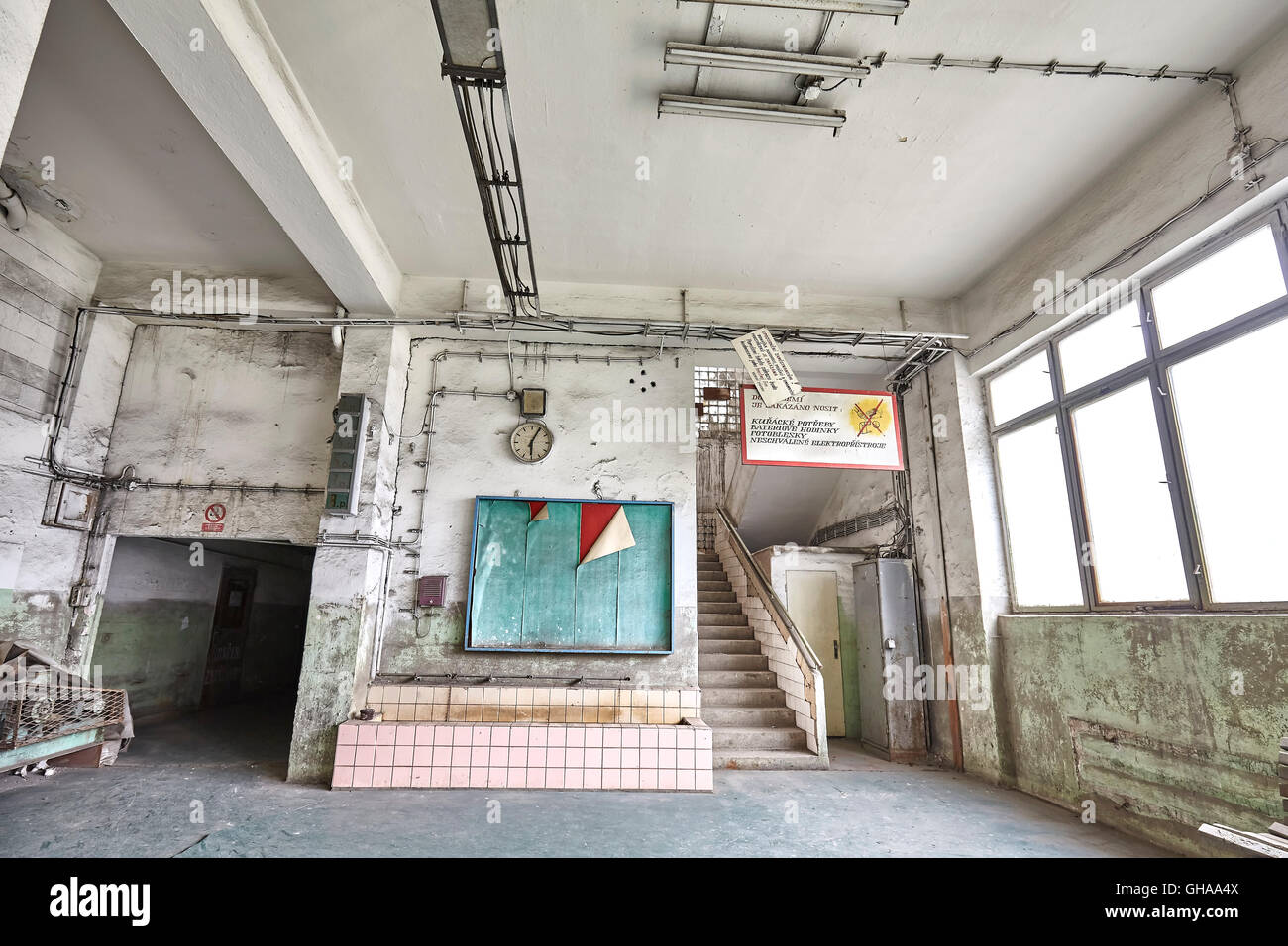 Interior of a hall in Jan Sverma black coal mine complex. Stock Photo