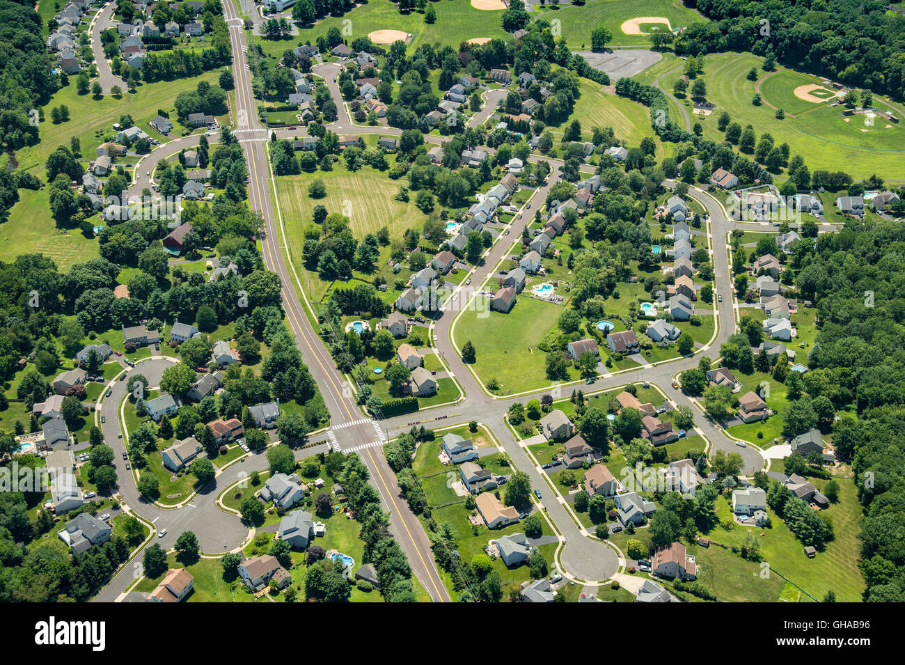 Aerial View Of Residential Houses In Suburban Neighborhood, New Jersey, USA Stock Photo Alamy