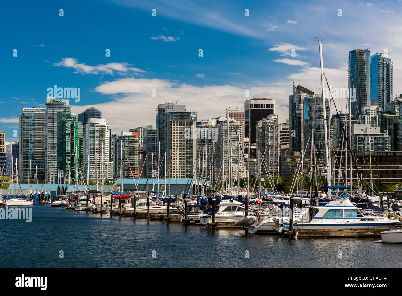 City skyline as seen from Stanley Park, Vancouver, British Columbia, Canada Stock Photo