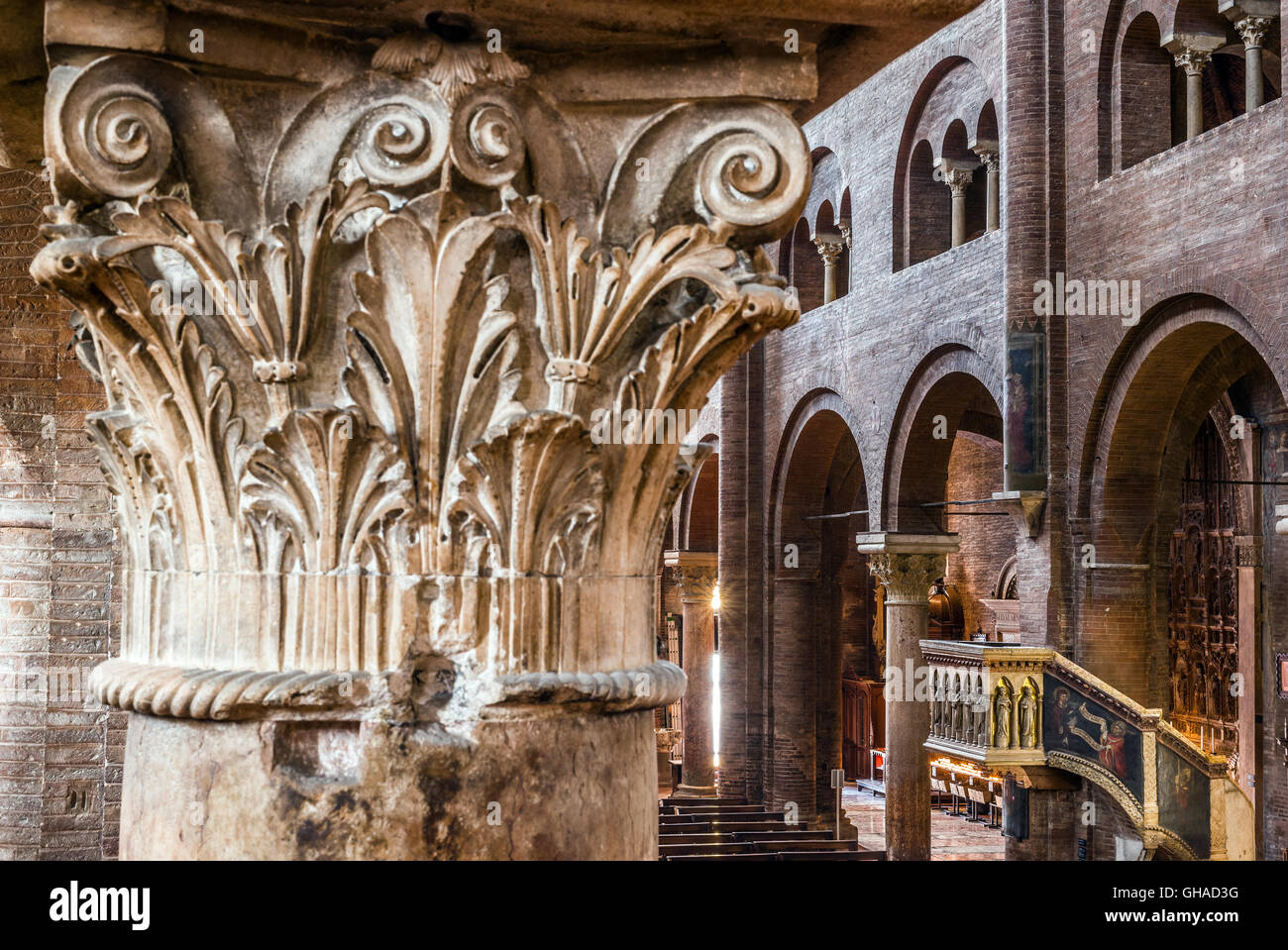 Inside of the Metropolitan Cathedral of Santa Maria Assunta e San Geminiano of Modena. Emilia-Romagna. Italy. Stock Photo