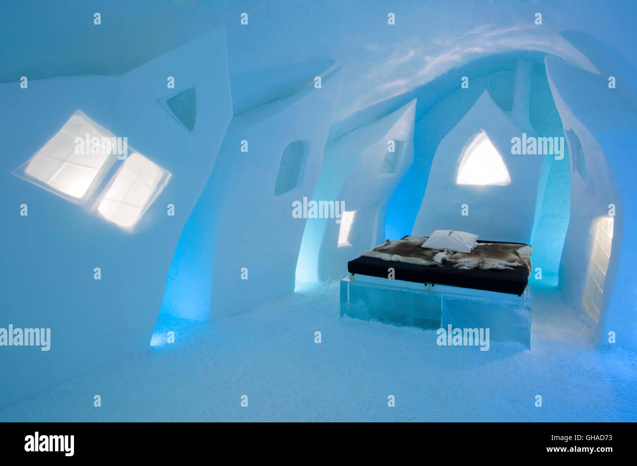 Art suite at the Ice hotel in Jukkasjärvi, Sweden. Stock Photo