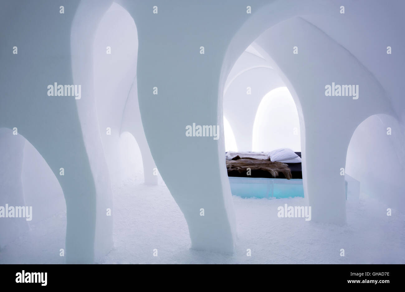 Art suite at the Ice hotel in Jukkasjärvi, Sweden. Stock Photo