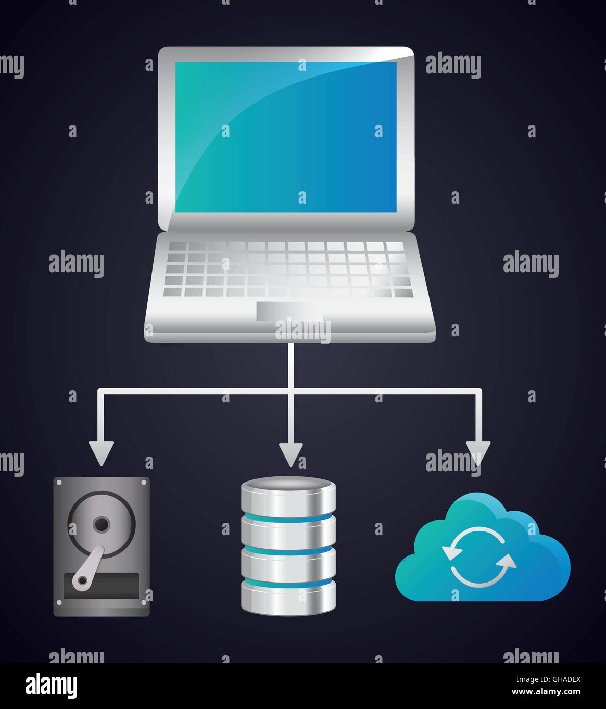 Laptop data center web hosting. Vector graphic Stock Vector Image & Art ...