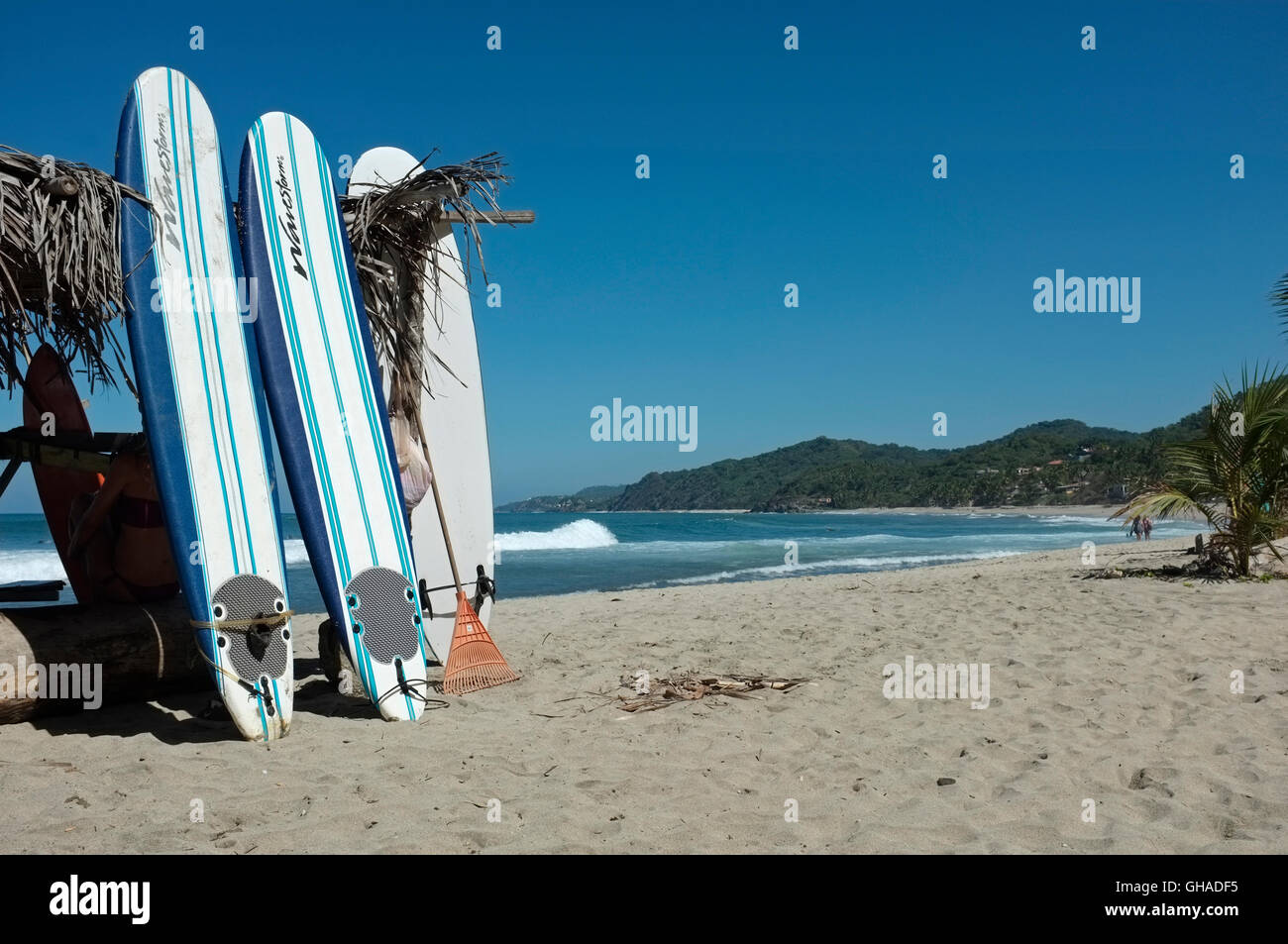 Surfboards for hire. Sayulita, Riviera Nayarit, Mexico. Stock Photo