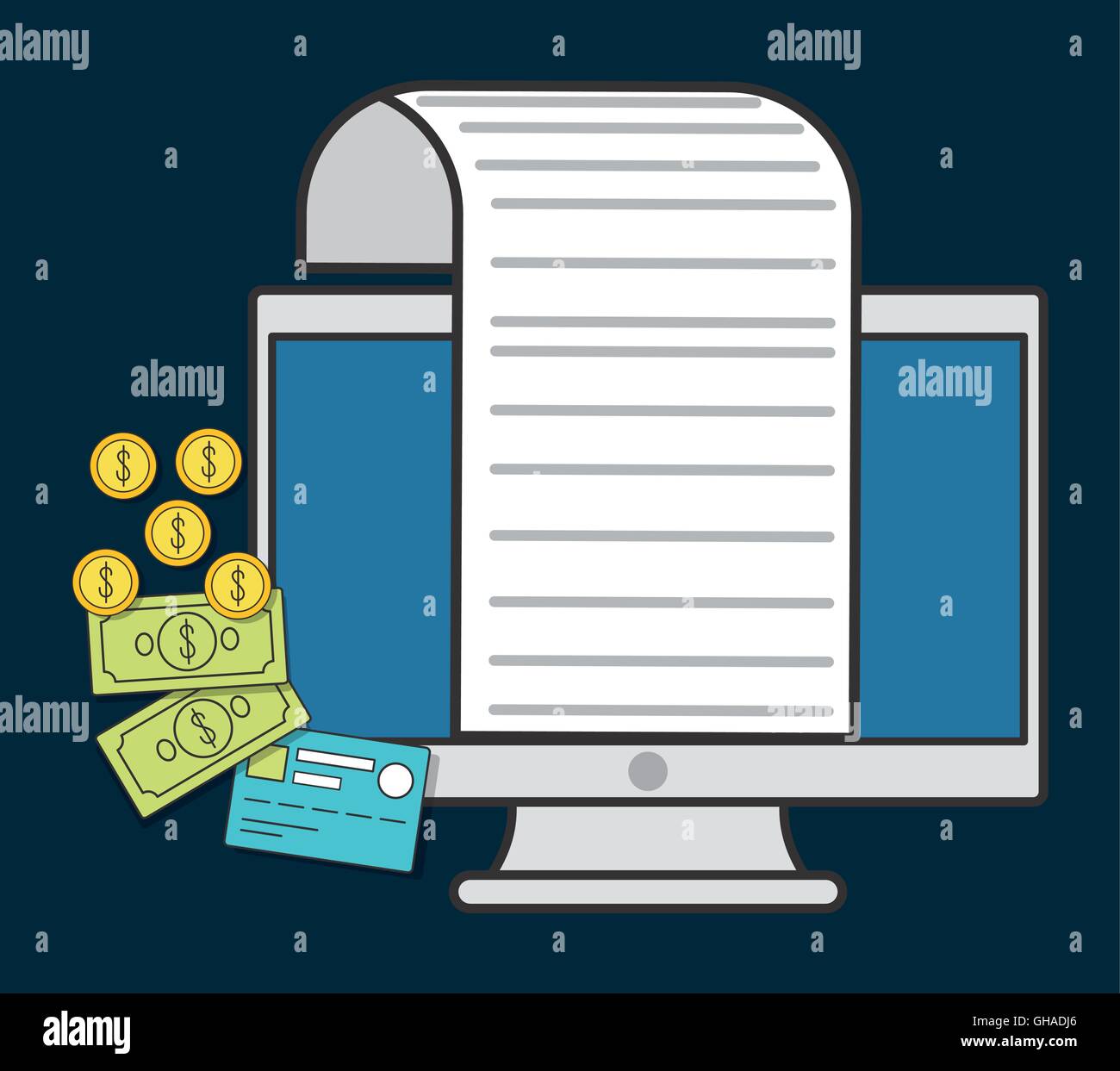 computer document paper invoice payment icon. Vector graphic Stock ...