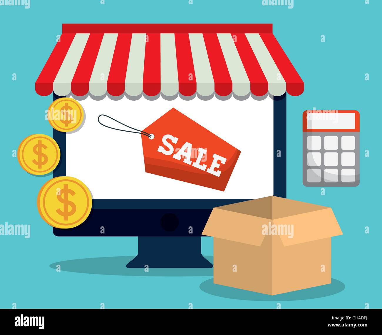 computer shopping online store market icon. Vector graphic Stock Vector ...