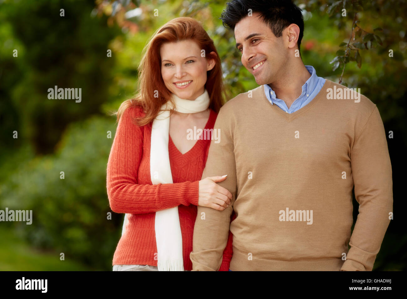 Happy couple walking together Stock Photo