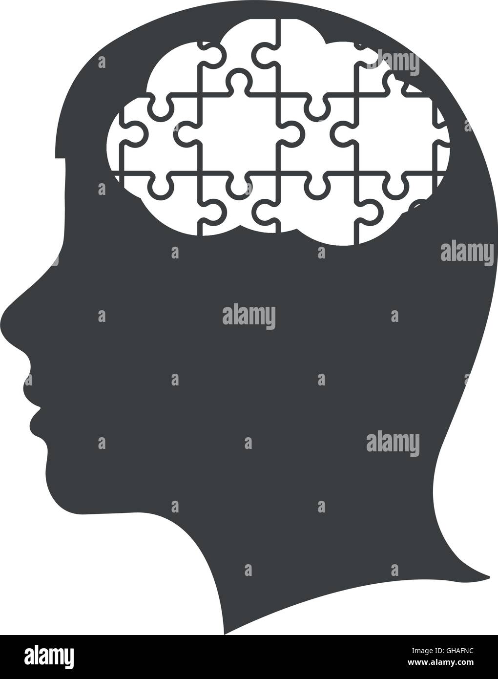 brain puzzle head silhouette idea icon. Vector graphic Stock Vector ...