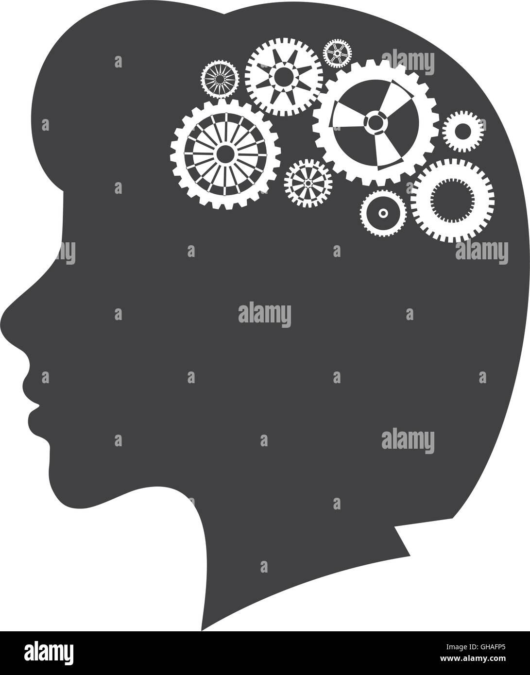 brain gears head silhouette idea icon. Vector graphic Stock Vector ...