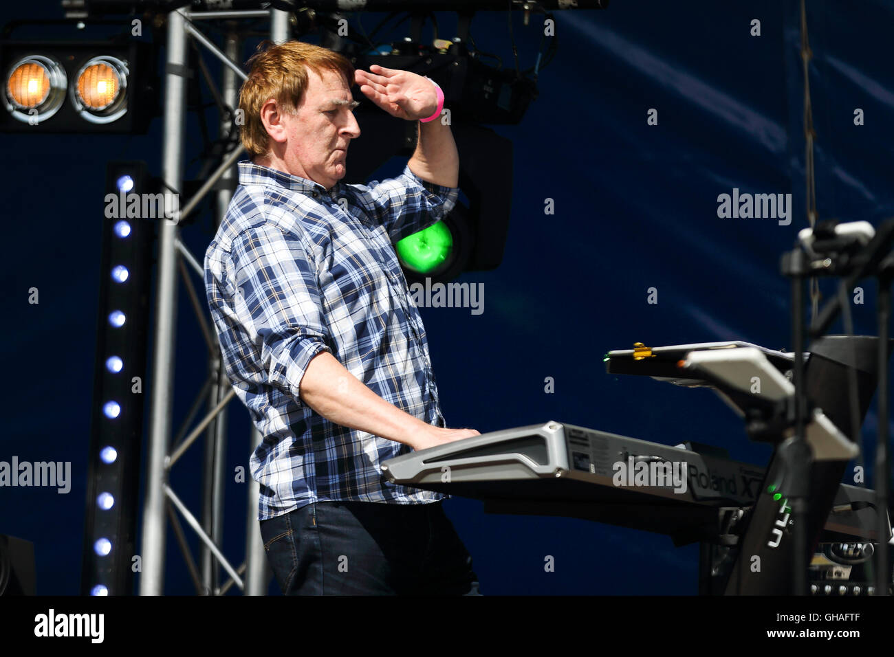 Musicians on stage at an open air county festival, the South Glos Show