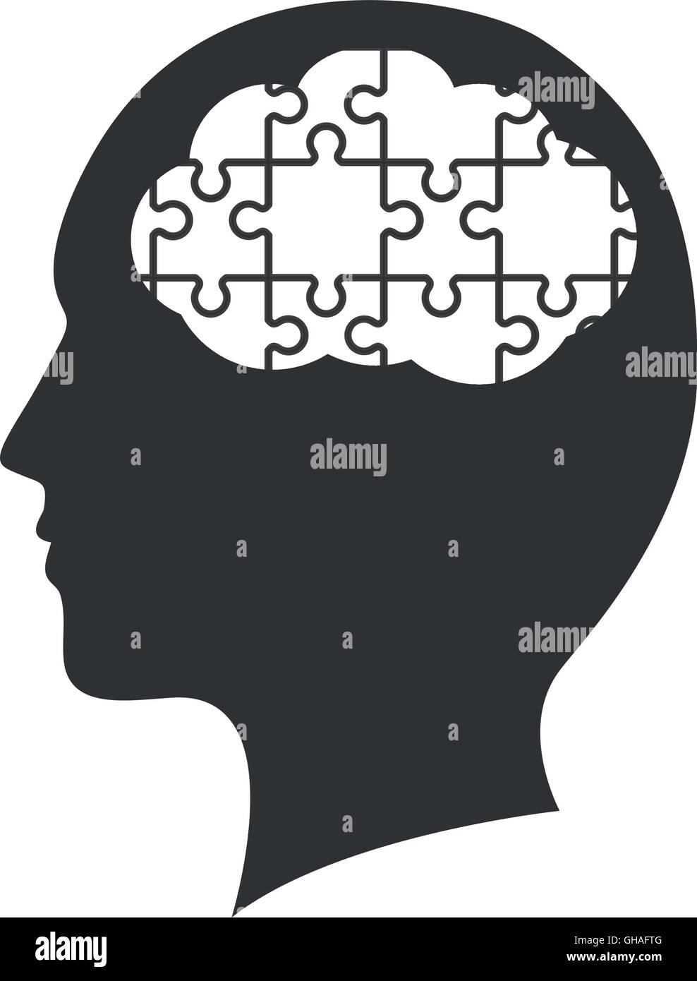 brain puzzle head silhouette idea icon. Vector graphic Stock Vector ...
