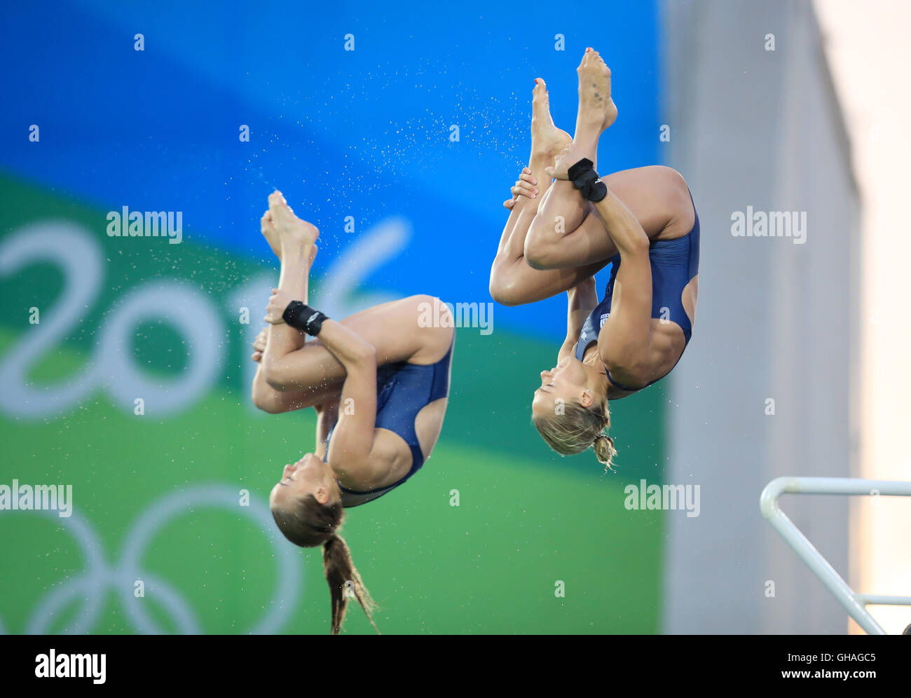 Britain's Lois Toulson and Tonia Couch compete during the women's