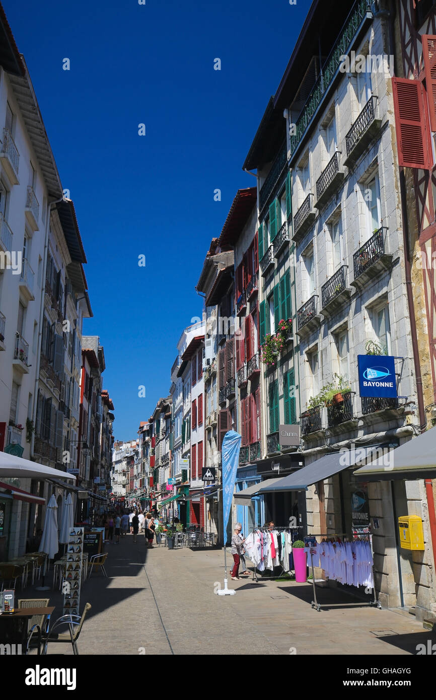 BAYONNE, FRANCE JULY 9, 2016 Old houses in the center of Bayonne, a
