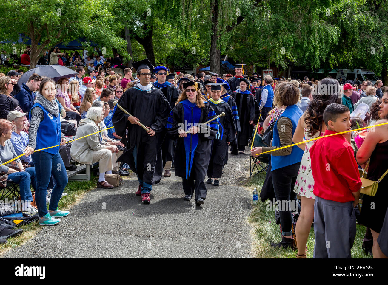 graduation ceremony, Sonoma State University, city, Rohnert Park, Sonoma County, California, United States Stock Photo