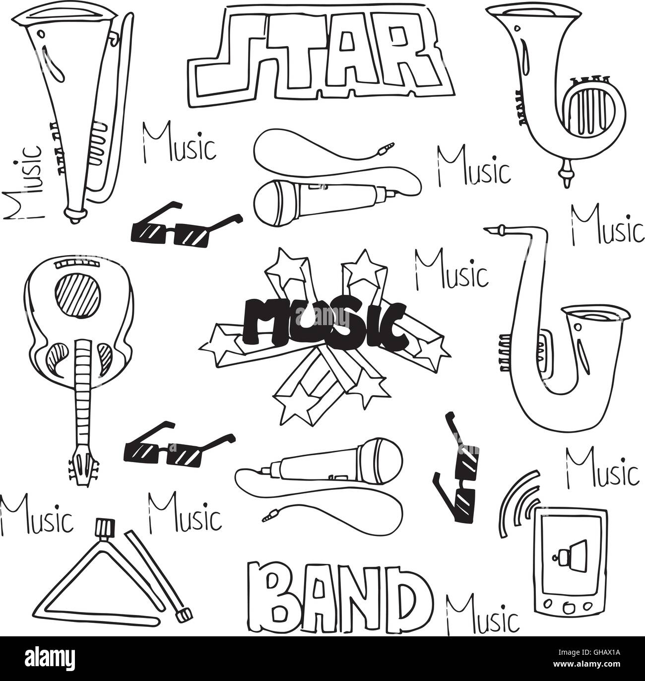Collection stock music set doodles Stock Vector Image & Art - Alamy