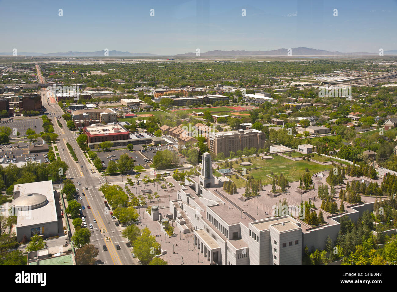 Salt lake city Utah looking west city view with distant mountains. Stock Photo