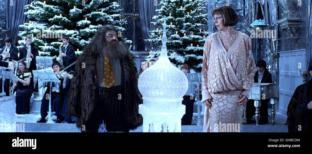 HARRY POTTER UND DER FEUERKELCH Harry Potter and the Goblet of Fire USA 2005 Mike Newell Rubeus Hagrid (ROBBIE COLTRANE) and Madame Maxime (FRANCES DE LA TOUR) Regie: Mike Newell aka. Harry Potter and the Goblet of Fire Stock Photo