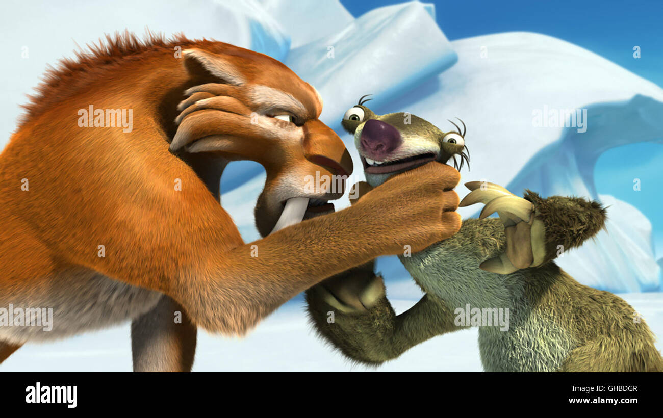 ICE AGE 2 - JETZT TAUT'S Ice Age 2 - The Meltdown USA 2006 Carlos Saldanha Diego and Sid Regie: Carlos Saldanha aka. Ice Age 2 - The Meltdown Stock Photo