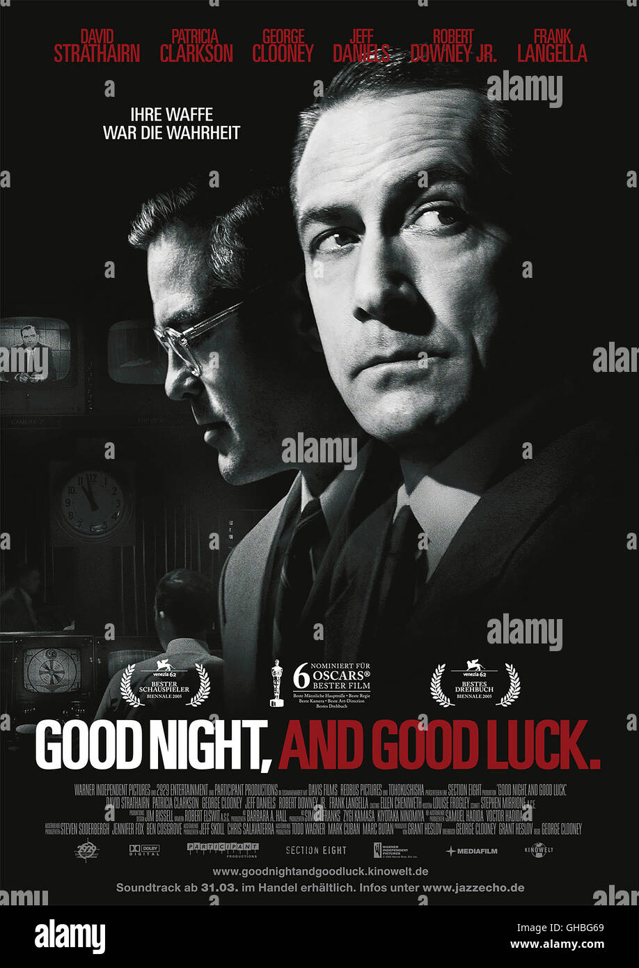 GOOD NIGHT, AND GOOD LUCK USA 2005 Clooney Filmplakat Regie Clooney Stock Photo GOOD NIGHT, AND GOOD LUCK USA 2005 Clooney Filmplakat Regie Clooney Stock Photo