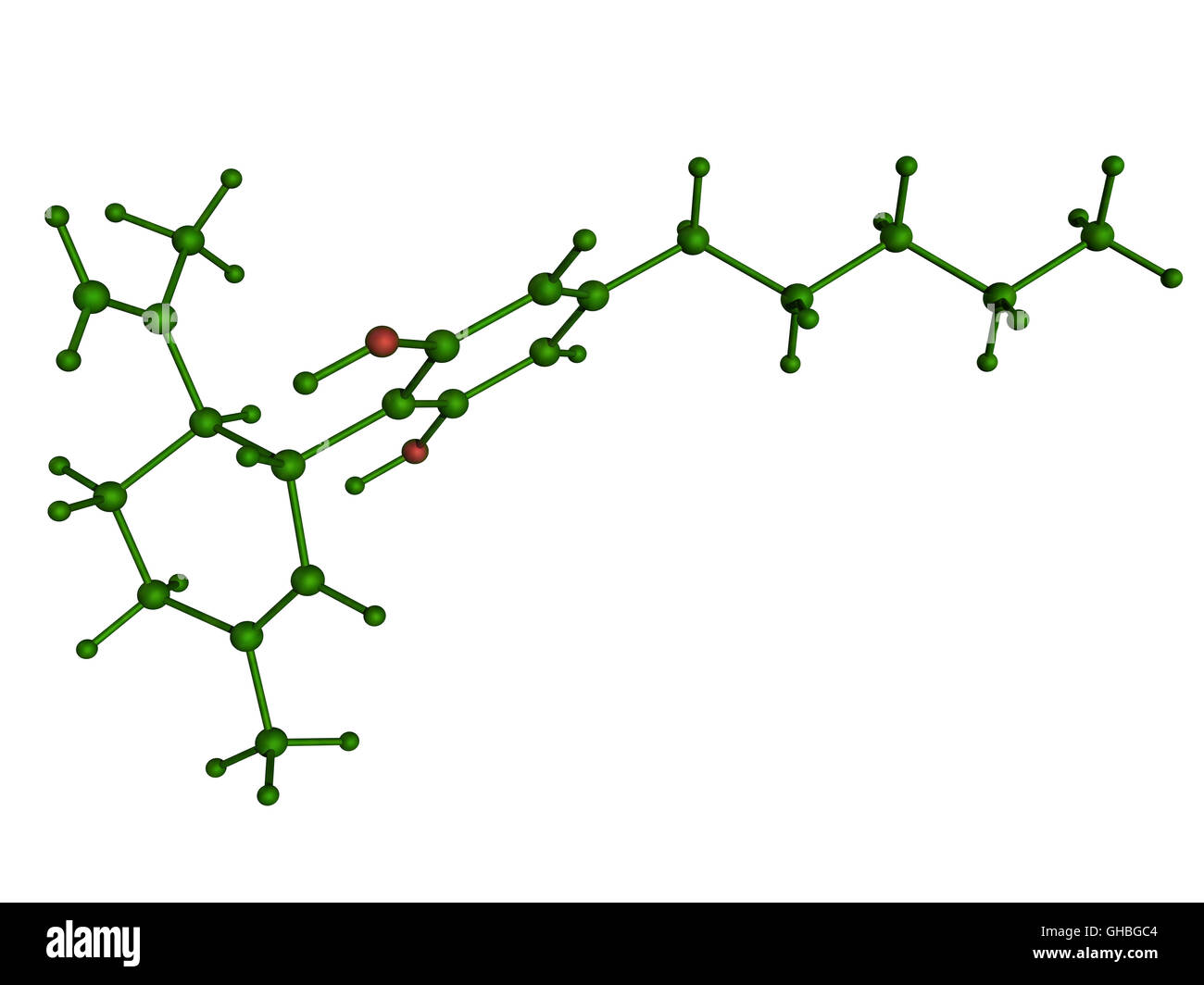 3D illustration of a Cannabidiol molecule-one of  the active cannabinoids identified in cannabis. Stock Photo